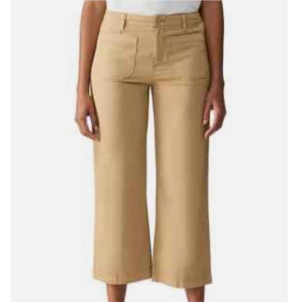 Social Standard by Sanctuary Juliet Crop Tan Twill Wide Leg Pants Womens 14 NEW